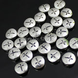 50pcs Tibetan Silver Flat Round Crosses Beads DIY-Accessory 4x10mm