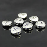 50pcs Tibetan Silver Flat Round Crosses Beads DIY-Accessory 4x10mm