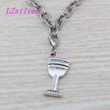 50pcs Tibetan Silver Goblet Wine Glass Cup Charms With Lobster Clasp DIY Jewelry
