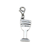50pcs Tibetan Silver Goblet Wine Glass Cup Charms With Lobster Clasp DIY Jewelry
