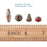 50pcs Tibetan Style Brass Beads w/ Synthetic Coral Antique Retro Nepal Beads