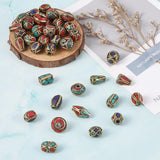50pcs Tibetan Style Brass Beads w/ Synthetic Coral Antique Retro Nepal Beads