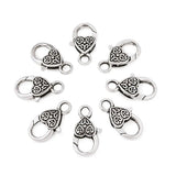 50pcs Tibetan Style Heart Lobster Claw Clasps Antique Bronze 25.5x14x6mm