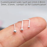 50pcs 925 Sterling Silver L-Shape Nose Stud Wire Pin Piercings 1.2-2.5mm