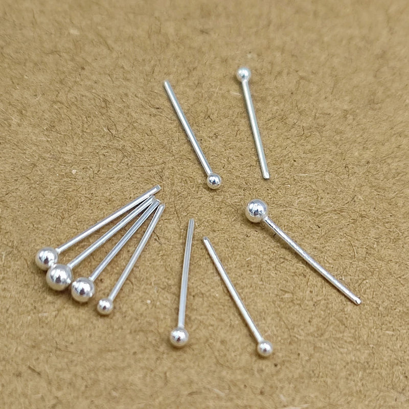 50pcs Tiny Ball Nose Stud Wire Pin Piercings 925 Sterling Silver