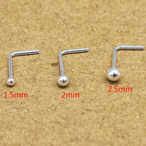 50pcs 925 Sterling Silver L-Shape Nose Stud Wire Pin Piercings 1.2-2.5mm