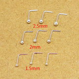 50pcs 925 Sterling Silver L-Shape Nose Stud Wire Pin Piercings 1.2-2.5mm