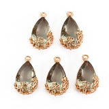 50pcs Glass Teardrop Pendants with Flower Charms for Earring DIY