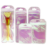 50 Transparent Holographic Self-Sealing Ziplock Bags Pink Plastic Pouch