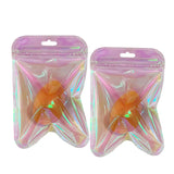 50 Transparent Holographic Self-Sealing Ziplock Bags Pink Plastic Pouch