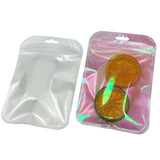 50 Transparent Holographic Self-Sealing Ziplock Bags Pink Plastic Pouch