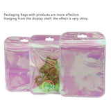50 Transparent Holographic Self-Sealing Ziplock Bags Pink Plastic Pouch