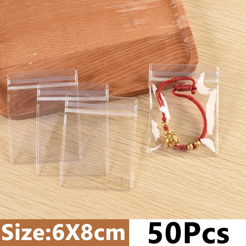 50pcs Transparent PVC Jewelry Organizer Bags Earring Ring Storage