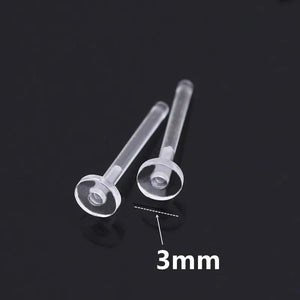 50pcs Transparent Stud Earrings Base Settings Jewelry Making Earpins Plastic