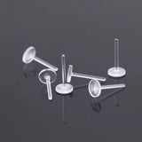 50pcs Transparent Stud Earrings Base Settings Jewelry Making Earpins Plastic