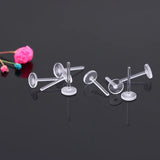 50pcs Transparent Stud Earrings Base Settings Jewelry Making Earpins Plastic