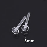 50pcs Transparent Stud Earrings Base Settings Jewelry Making Earpins Plastic