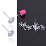 50pcs Transparent Stud Earrings Base Settings Jewelry Making Earpins Plastic