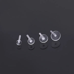 50pcs Transparent Stud Earrings Base Settings Jewelry Making Earpins Plastic