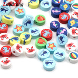 50pcs Fruits Animal Heart Round Beads Polymer Clay Spacer Loose Beads DIY