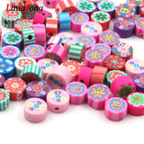 50pcs Fruits Animal Heart Round Beads Polymer Clay Spacer Loose Beads DIY