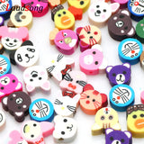 50pcs Fruits Animal Heart Round Beads Polymer Clay Spacer Loose Beads DIY