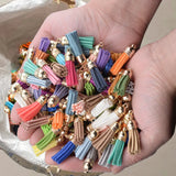 50pcs Velvet Deerskin Leather Keychain Pendant DIY Jewelry Tassel
