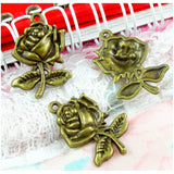 50pcs Vintage Antique Bronze Flower Charms DIY Jewelry Findings