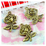 50pcs Vintage Antique Bronze Flower Charms DIY Jewelry Findings
