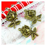 50pcs Vintage Antique Bronze Flower Charms DIY Jewelry Findings