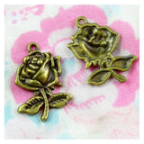 50pcs Vintage Antique Bronze Flower Charms DIY Jewelry Findings