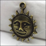 50pcs Sun Charms Pendant Antique Bronze for DIY Metal Jewelry