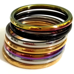 50pcs 2mm Wedding Band Ring Colorful Polished Stainless Steel Anniversary