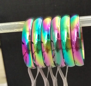 4mm Rainbow Stainless Steel Band Rings Men Women Wedding Jewelry