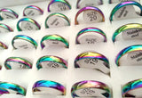4mm Rainbow Stainless Steel Band Rings Men Women Wedding Jewelry