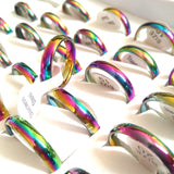 4mm Rainbow Stainless Steel Band Rings Men Women Wedding Jewelry