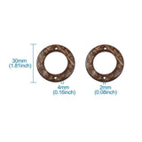 50pcs Coconut Ring Links for DIY Jewelry Making Coffee 30x4mm