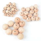 50pcs Wooden Teether Beads 12/15/20mm Natural Round Necklace Jewelry Making