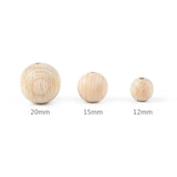50pcs Wooden Teether Beads 12/15/20mm Natural Round Necklace Jewelry Making