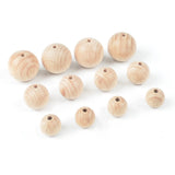 50pcs Wooden Teether Beads 12/15/20mm Natural Round Necklace Jewelry Making