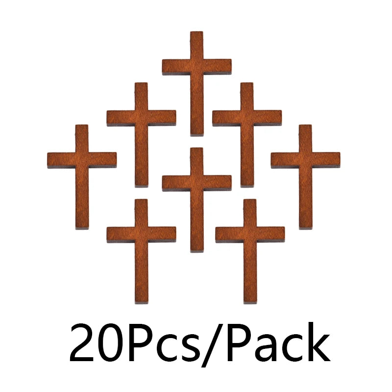 50pcs Wooden Crosses Vintage Brown Charm Pendant Necklace Making DIY Jewelry