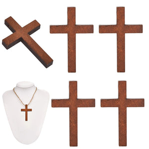 50pcs Wooden Crosses Vintage Brown Charm Pendant Necklace Making DIY Jewelry