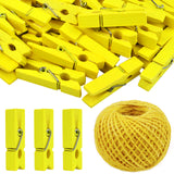 50pcs Wooden Photo Clips Clothespins & 50m Jute Twine Home Decoration Set