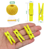 50pcs Wooden Photo Clips Clothespins & 50m Jute Twine Home Decoration Set