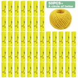 50pcs Wooden Photo Clips Clothespins & 50m Jute Twine Home Decoration Set
