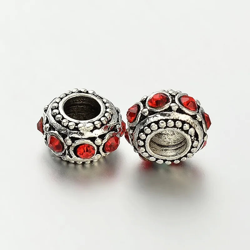 50pcs Zinc Alloy Rhinestone Bead European Bead Loose Spacer Beads