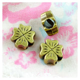 50pcs Four Leaf Clover Big Hole Beads Antique Bronze Plated DIY Jewelry Findings