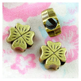 50pcs Four Leaf Clover Big Hole Beads Antique Bronze Plated DIY Jewelry Findings