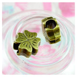 50pcs Four Leaf Clover Big Hole Beads Antique Bronze Plated DIY Jewelry Findings