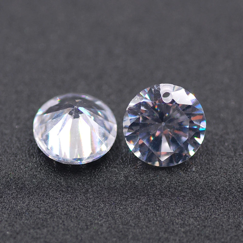 50pcs 4mm/6mm/8mm CZ Round Cut Beads Straight Hole Sewing Earring Necklace
